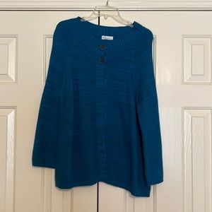 Turquoise with brown 2 button sweater